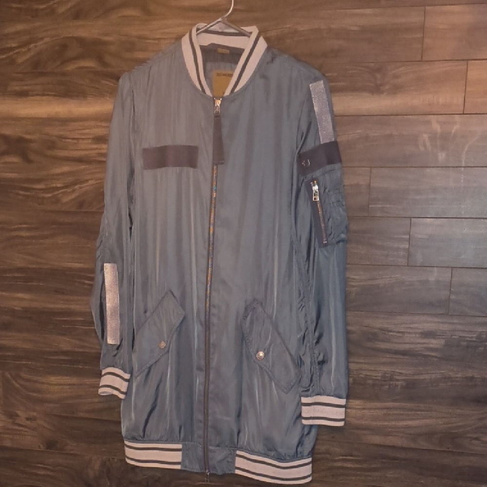 True Religion Women’s Long Bomber Jacket - Balsam Green - Size S